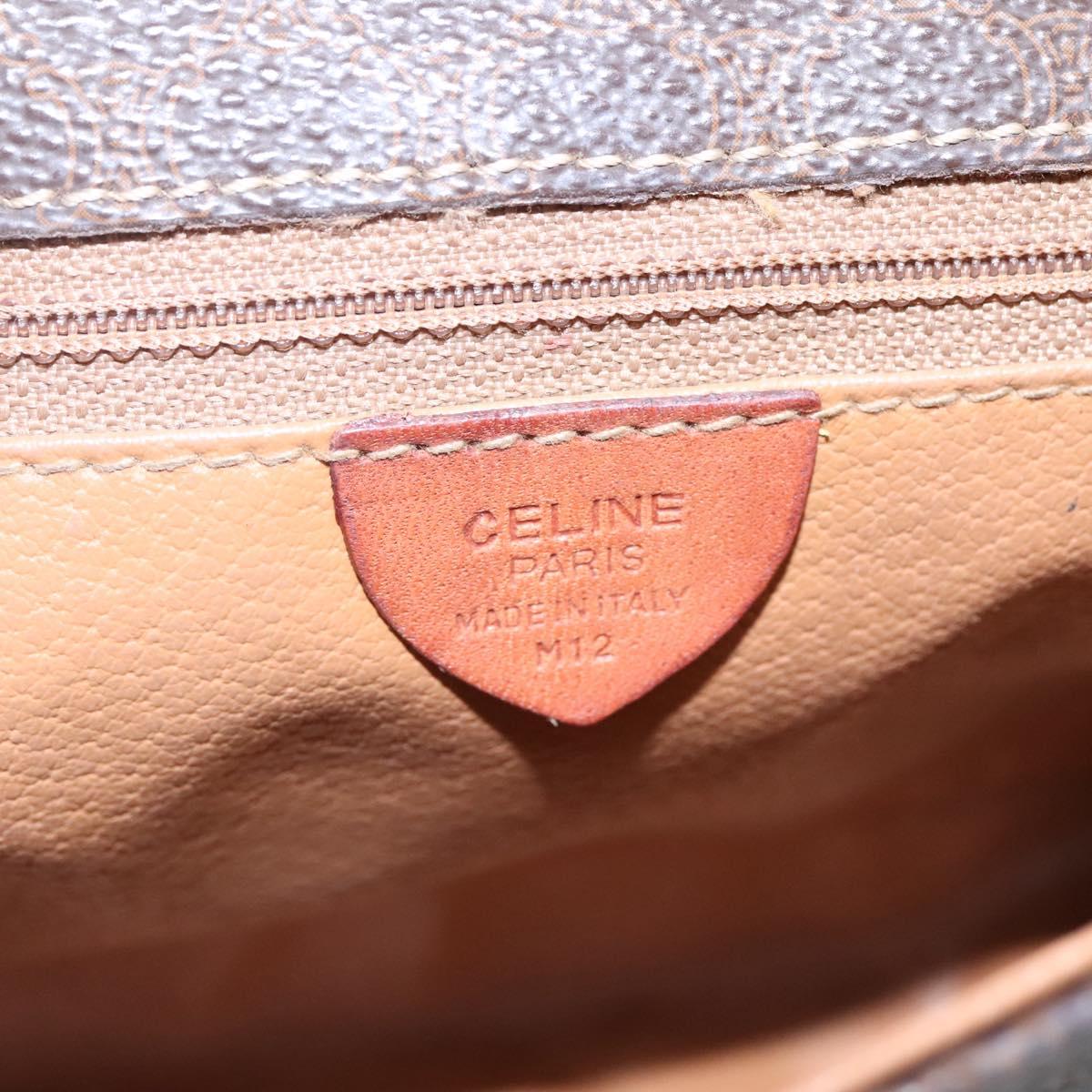 CELINE Macadam Canvas Shoulder Bag PVC Brown Gold Auth 114341