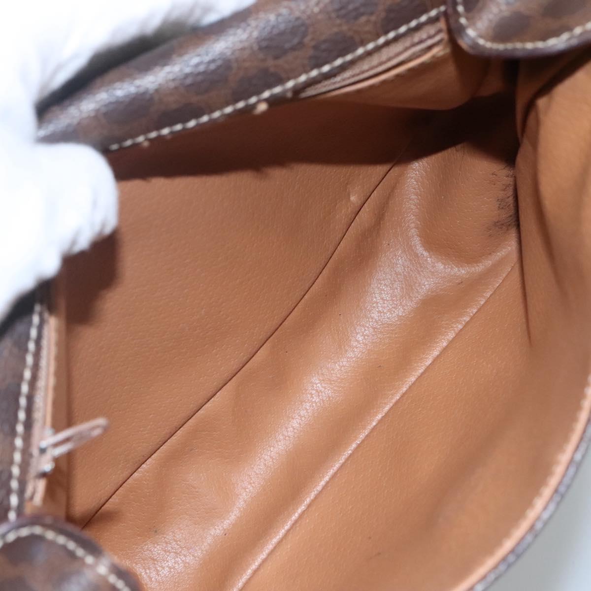 CELINE Macadam Canvas Shoulder Bag PVC Brown Gold Auth 114341