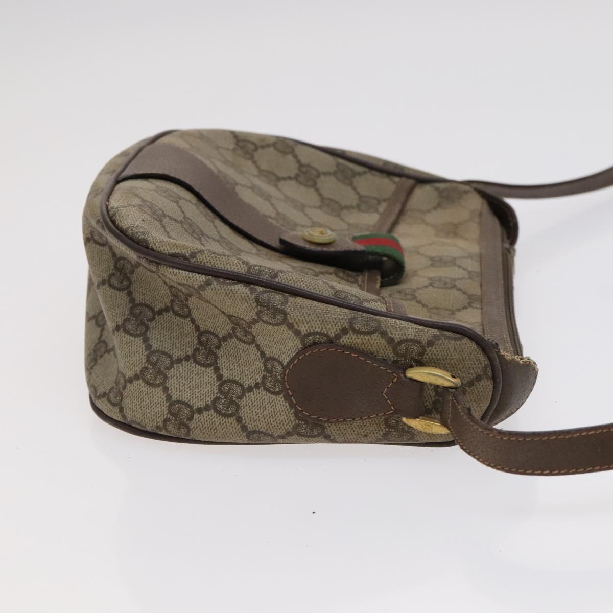 GUCCI GG Supreme Shoulder Bag PVC Leather Beige Green Red Auth 114357