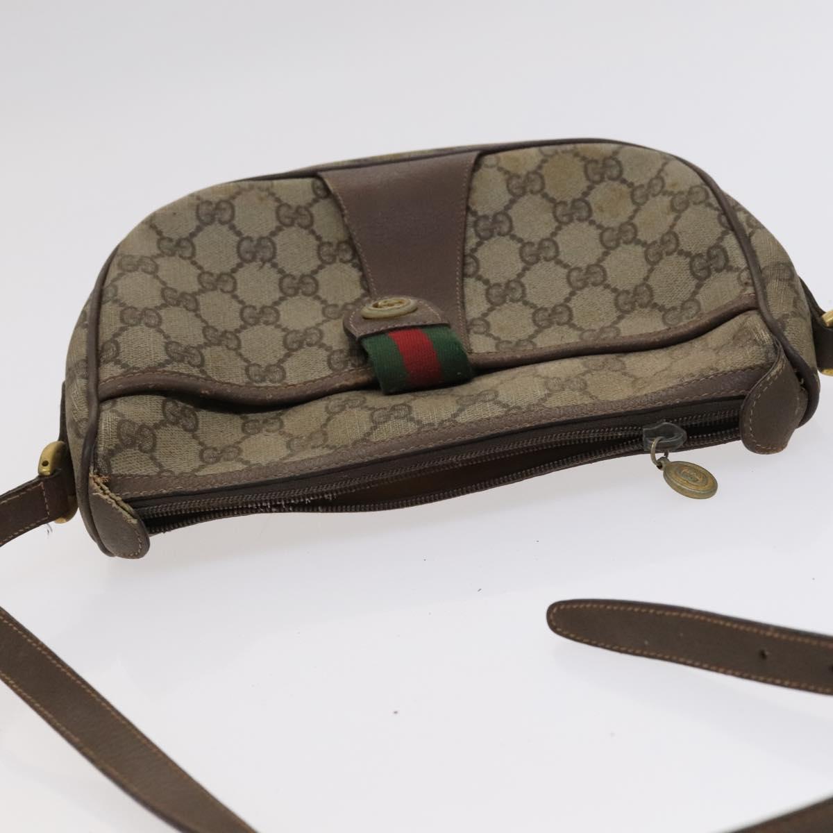 GUCCI GG Supreme Shoulder Bag PVC Leather Beige Green Red Auth 114357