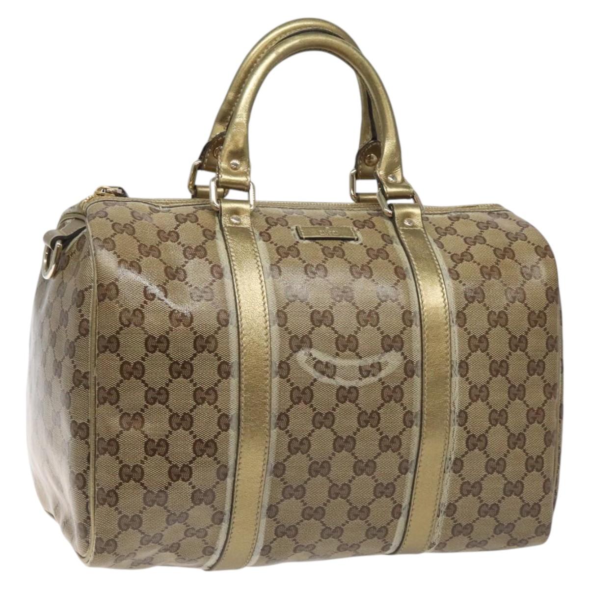 GUCCI GG Crystal Boston Bag Beige 193603 Auth 114377
