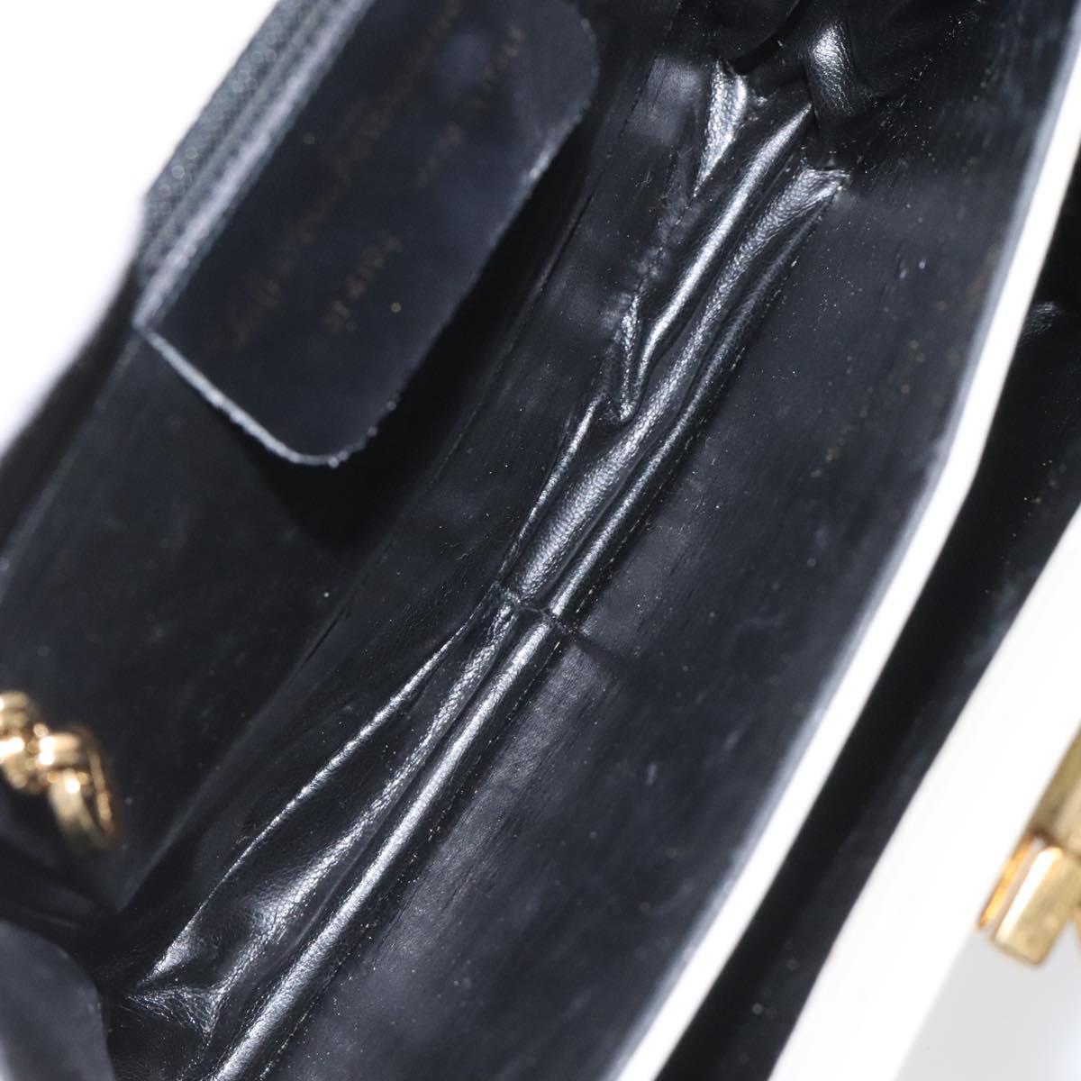 Salvatore Ferragamo Gancini Hand Bag Leather White Gold Auth 114378