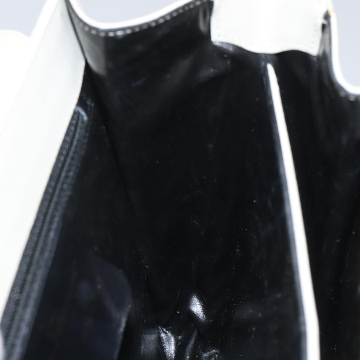 Salvatore Ferragamo Gancini Hand Bag Leather White Gold Auth 114378