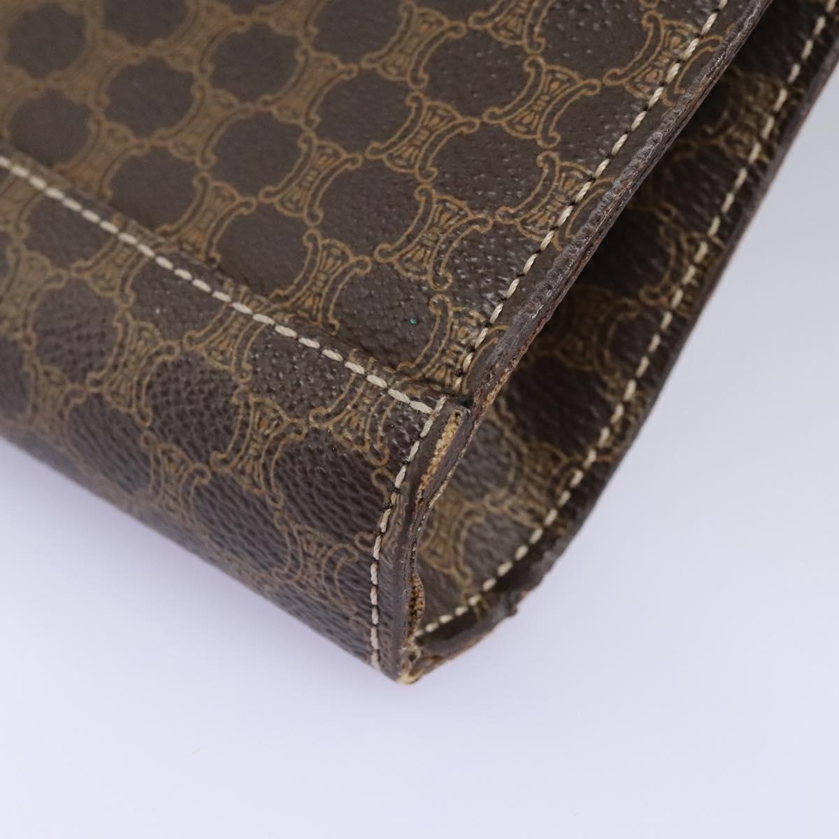 CELINE Macadam Canvas Shoulder Bag PVC Brown Gold Auth 114415