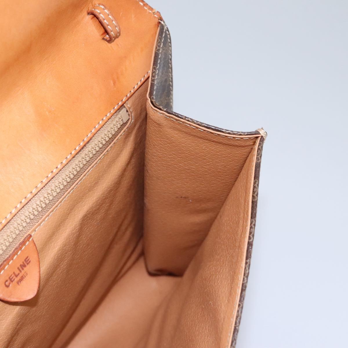 CELINE Macadam Canvas Shoulder Bag PVC Brown Gold Auth 114415