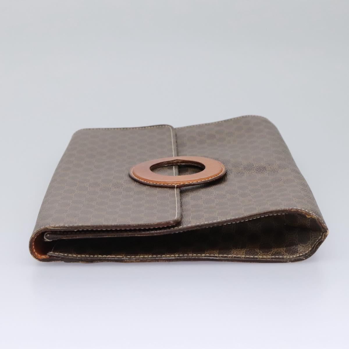 CELINE Macadam Canvas Shoulder Bag PVC Brown Gold Auth 114415