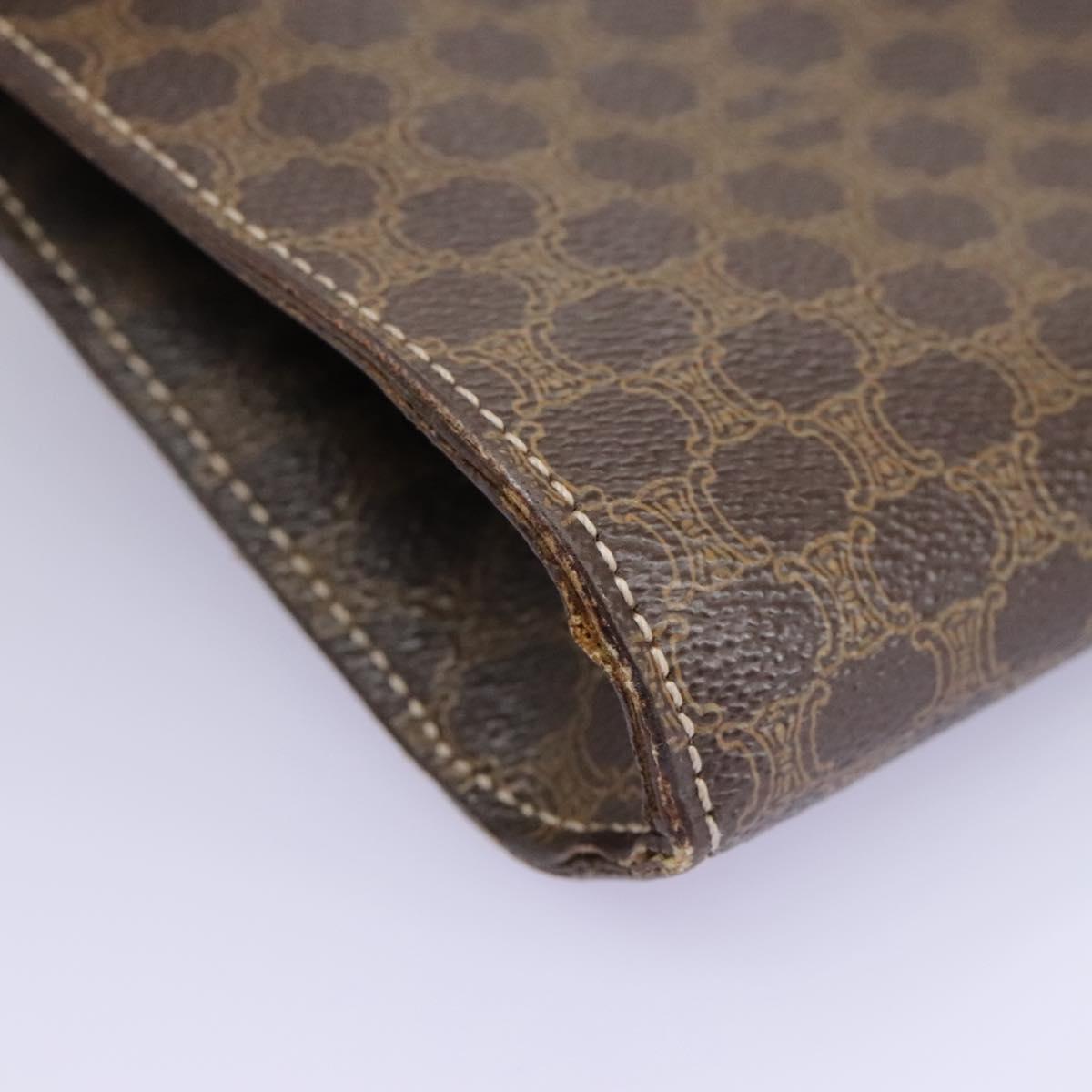 CELINE Macadam Canvas Shoulder Bag PVC Brown Gold Auth 114415