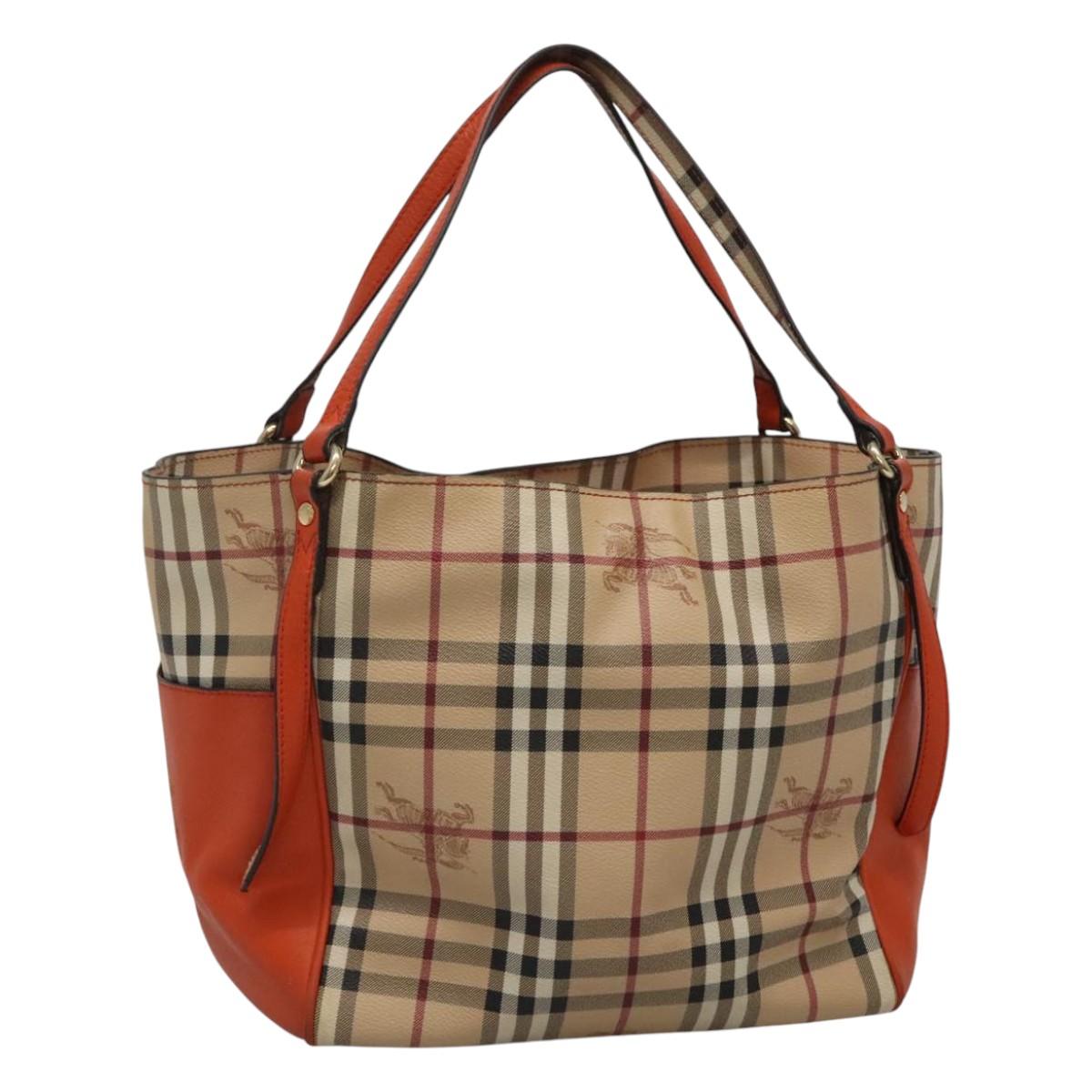 BURBERRY Nova Check Tote Bag PVC Beige Auth 114419