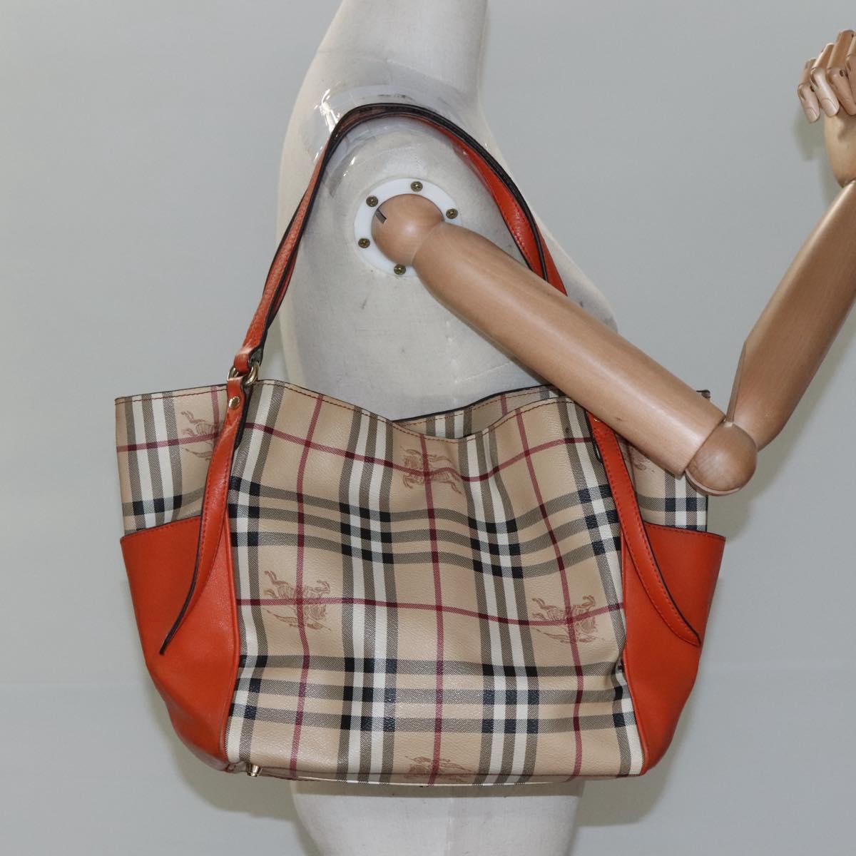 BURBERRY Nova Check Tote Bag PVC Beige Auth 114419