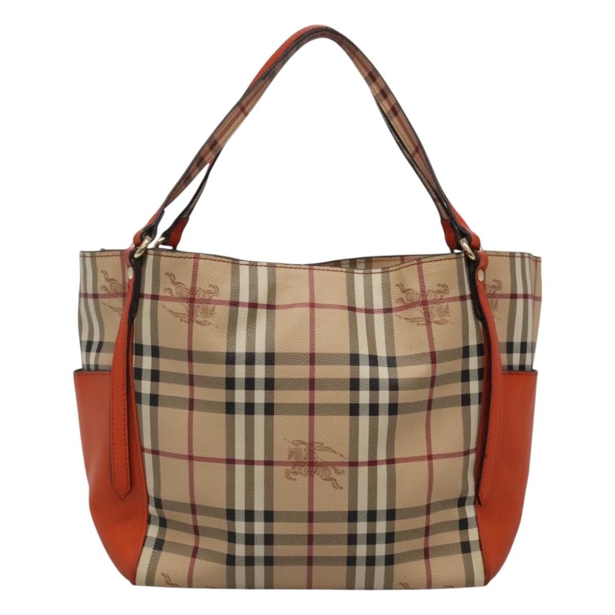 BURBERRY Nova Check Tote Bag PVC Beige Auth 114419