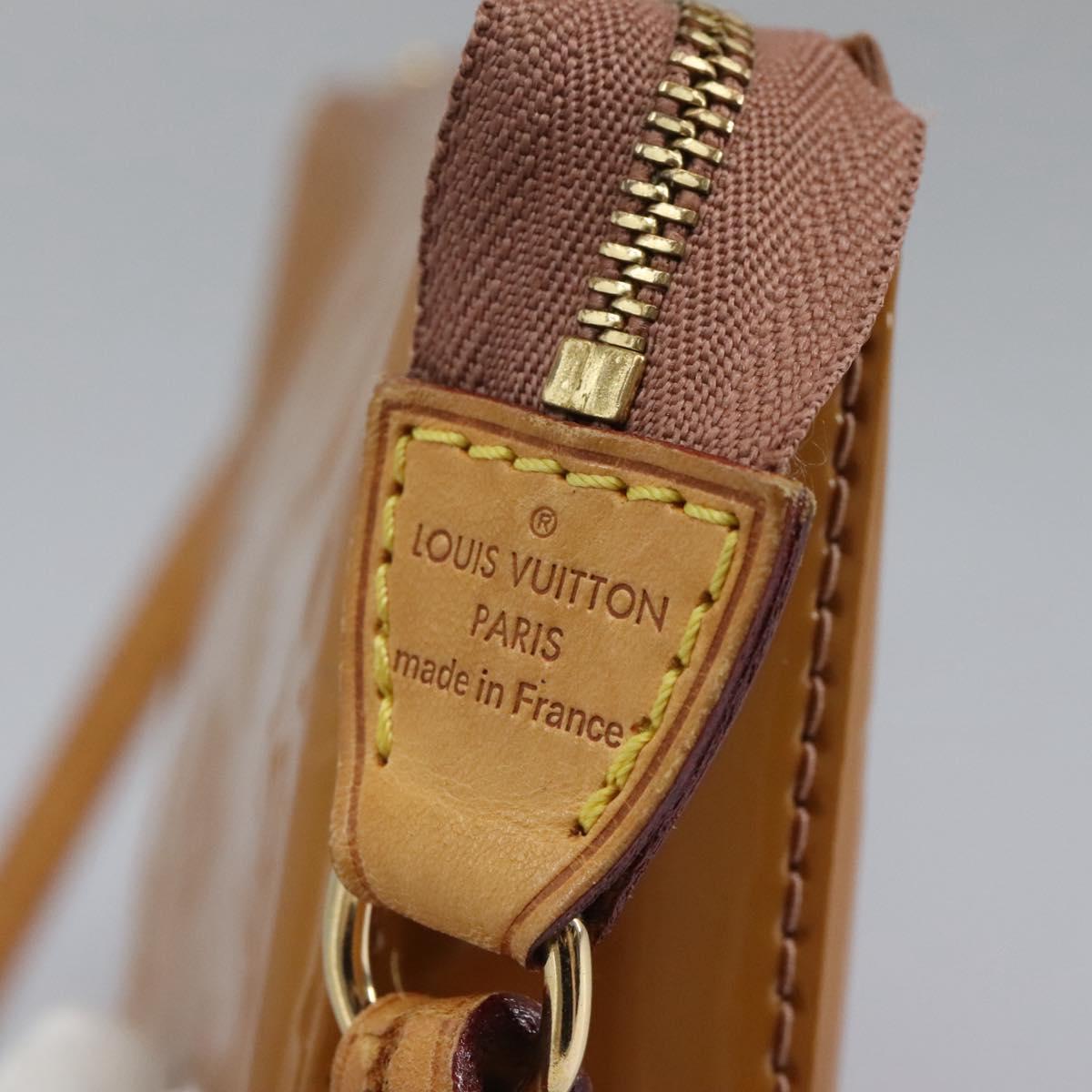 LOUIS VUITTON Vernis Pochette Accessoires Pouch Rose Velours M91575 Auth 114427