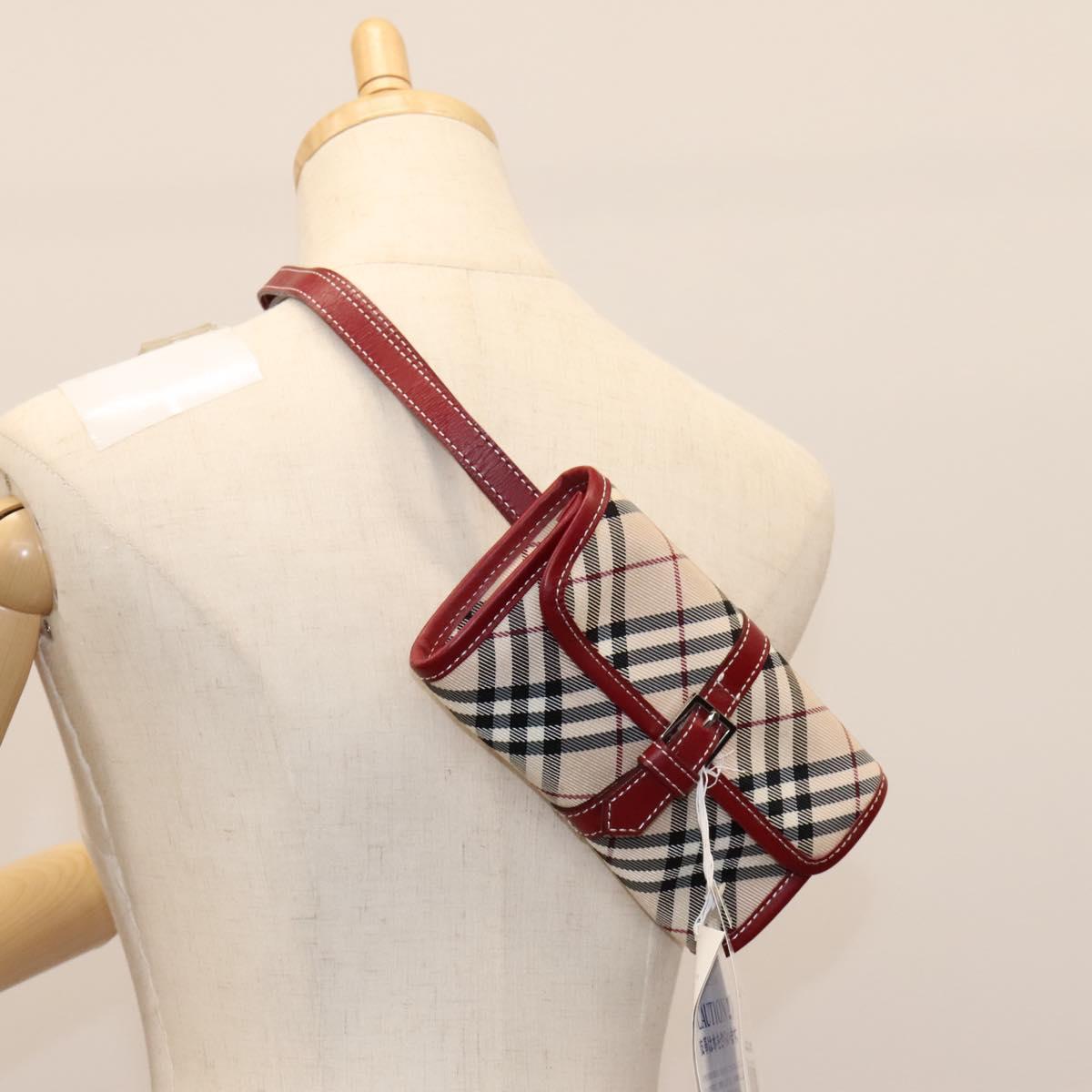 BURBERRY Nova Check Blue Label Waist bag Canvas Beige Auth 114435V