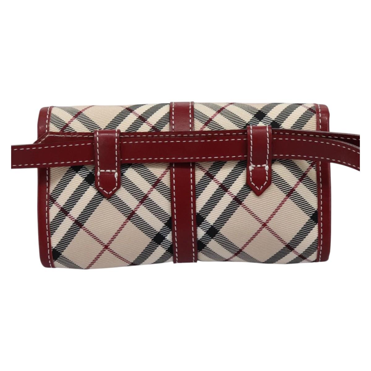 BURBERRY Nova Check Blue Label Waist bag Canvas Beige Auth 114435V