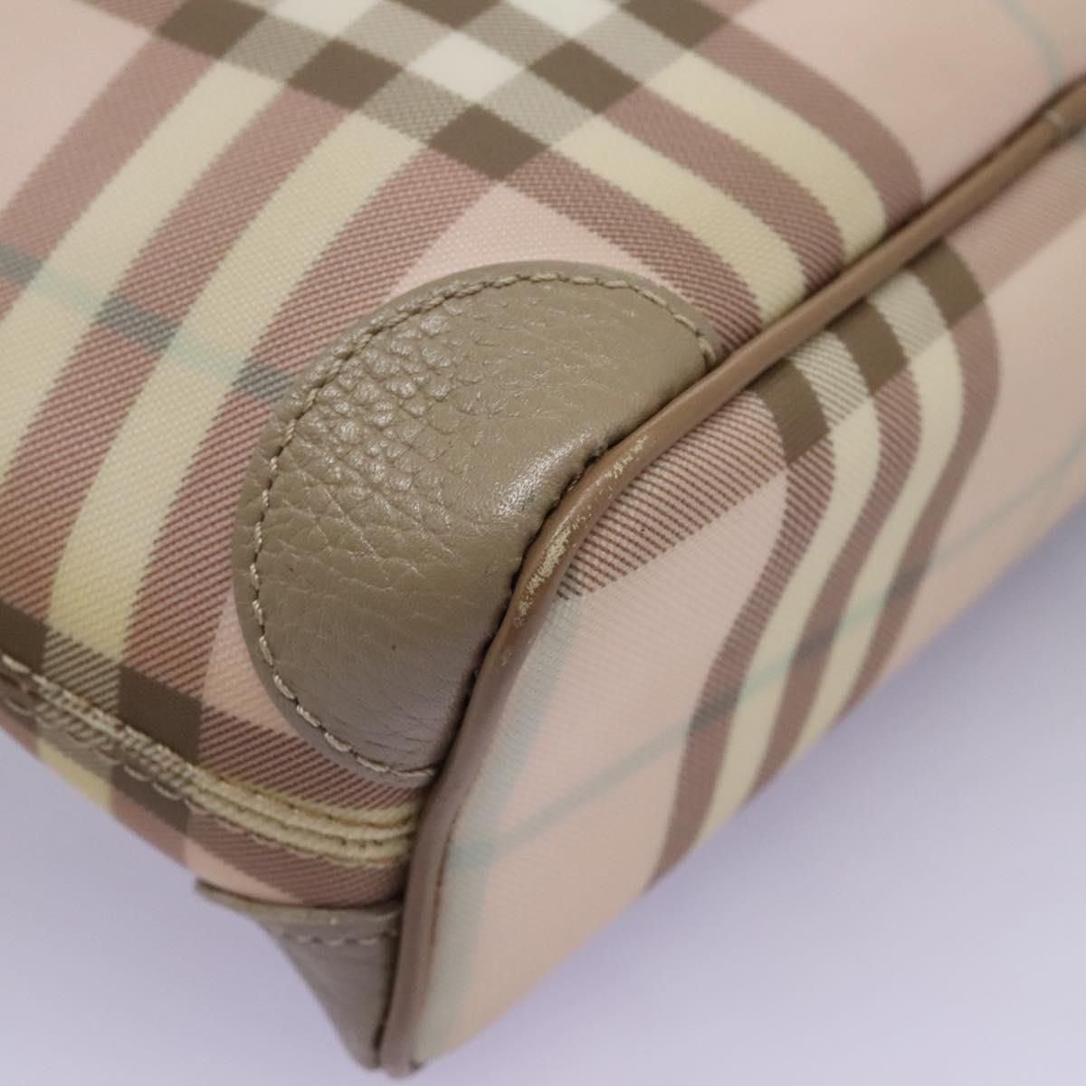 BURBERRY Nova Check Hand Bag PVC Pink Auth 114504