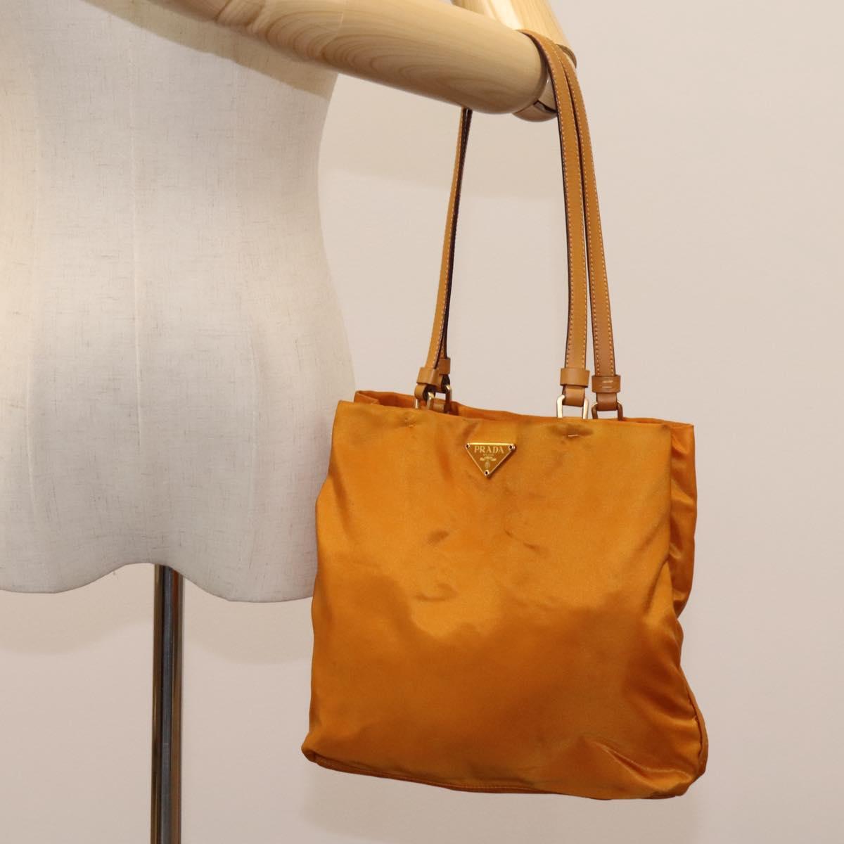 PRADA Shoulder Bag Nylon Orange Auth 114511
