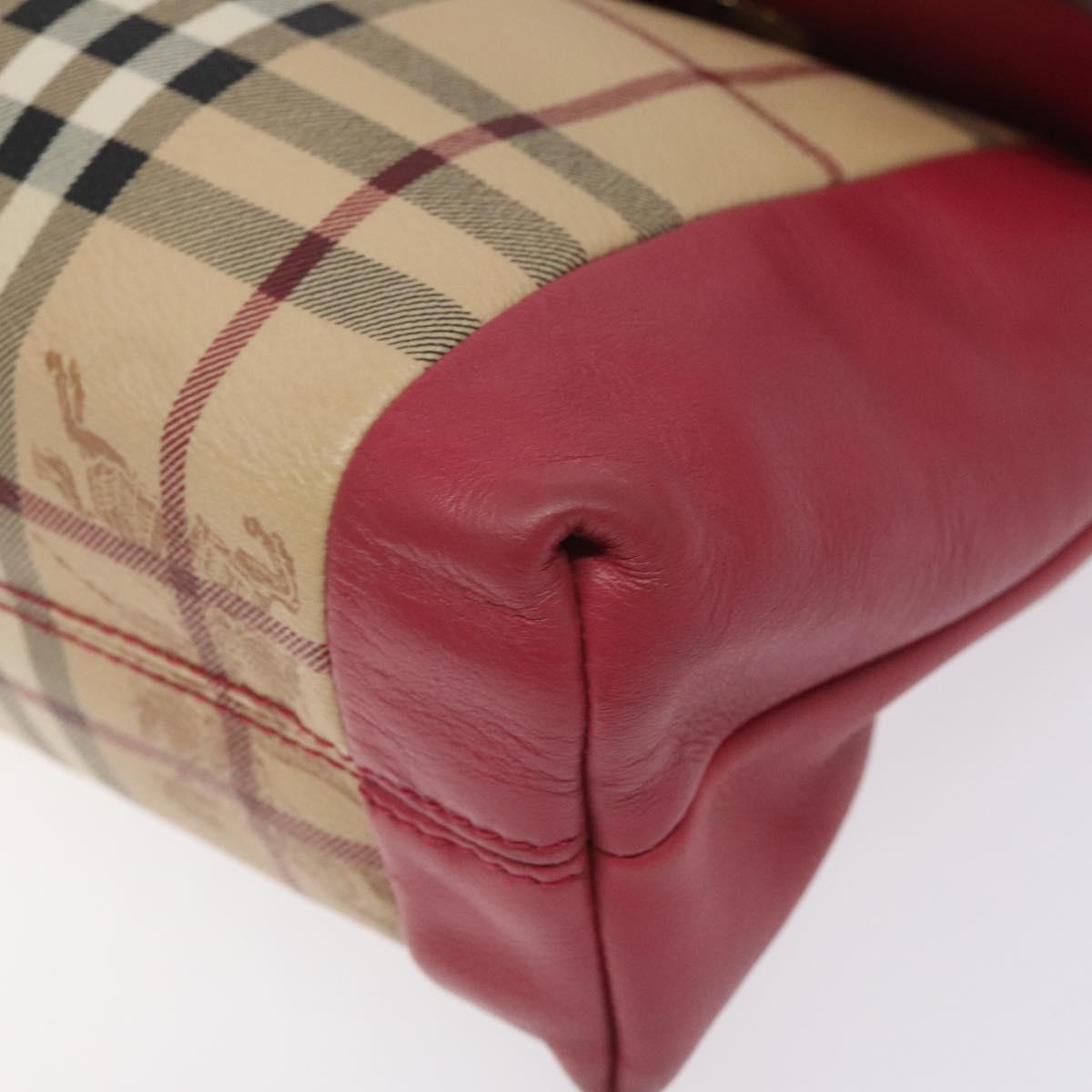 BURBERRY Nova Check Shoulder Bag PVC Pink Beige Auth 114520