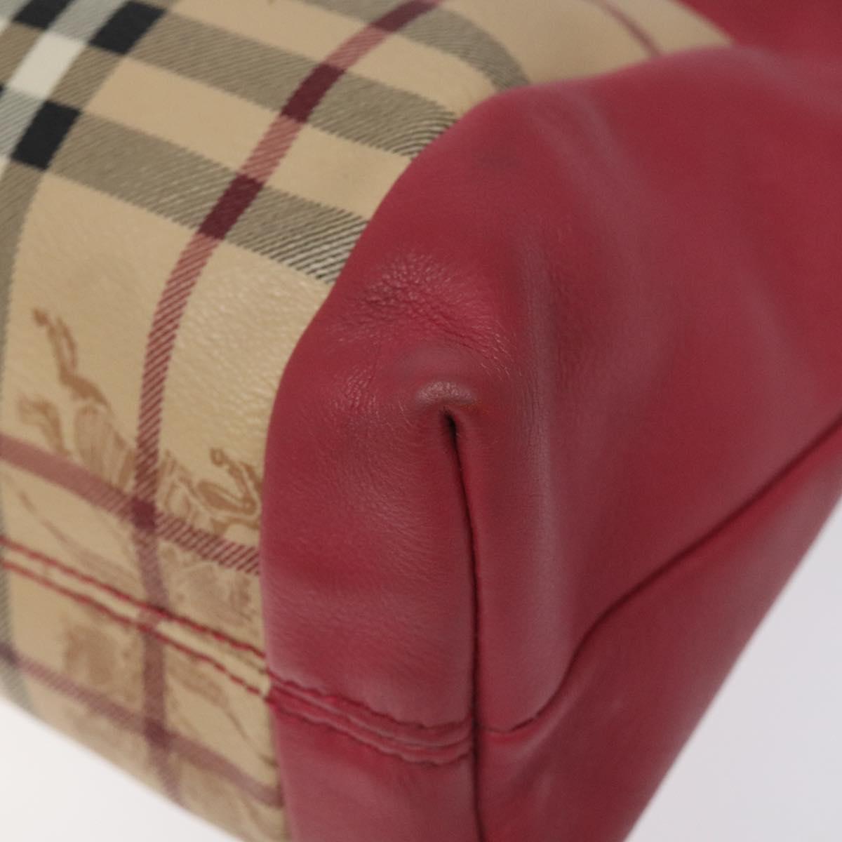 BURBERRY Nova Check Shoulder Bag PVC Pink Beige Auth 114520