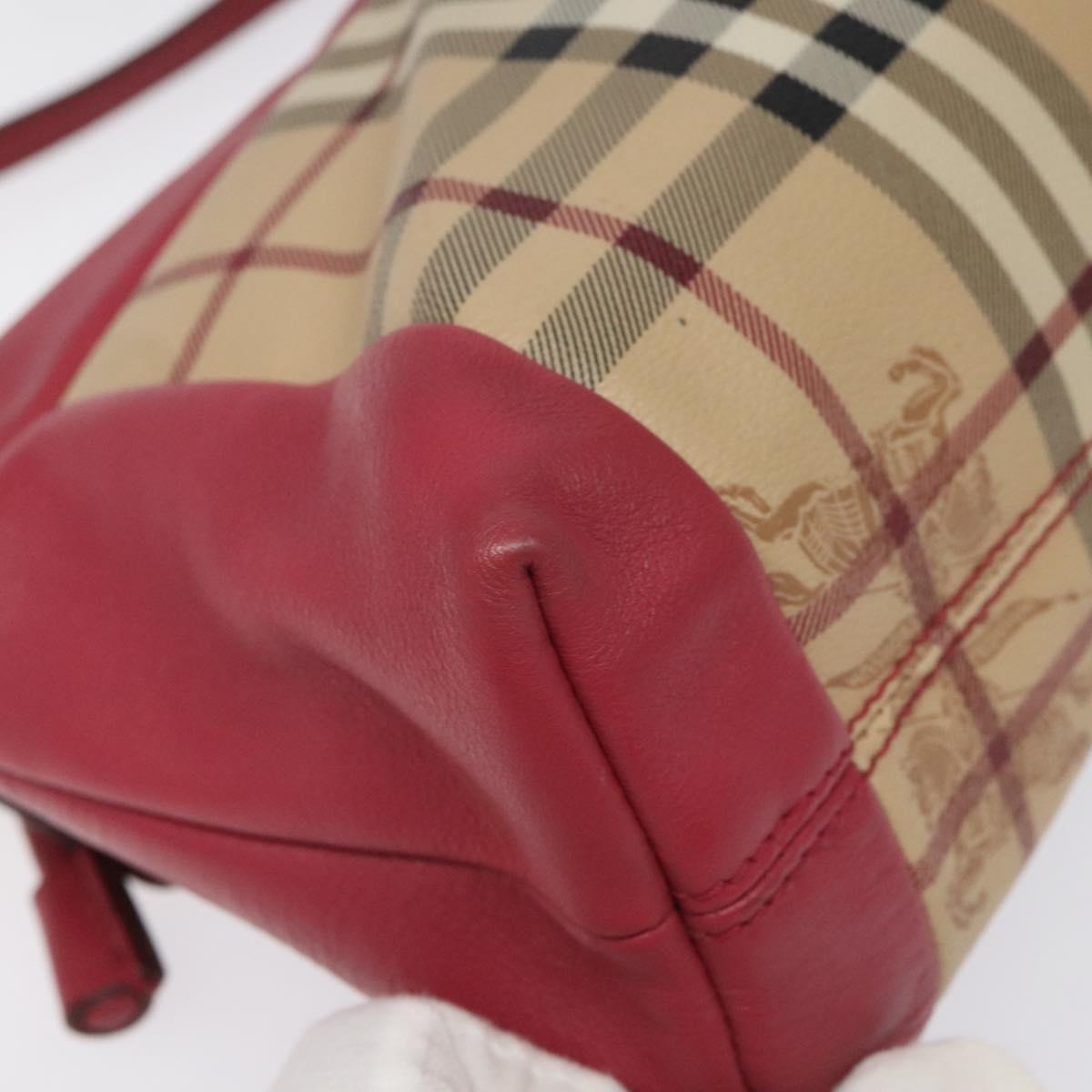 BURBERRY Nova Check Shoulder Bag PVC Pink Beige Auth 114520