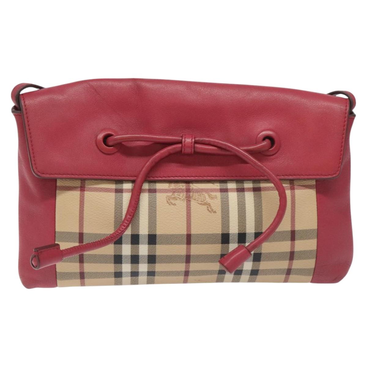 BURBERRY Nova Check Shoulder Bag PVC Pink Beige Auth 114520