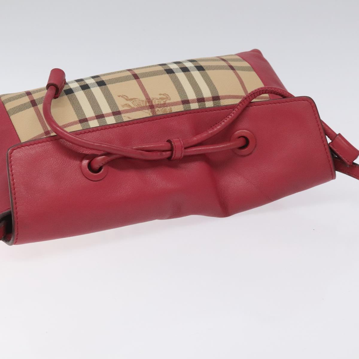 BURBERRY Nova Check Shoulder Bag PVC Pink Beige Auth 114520