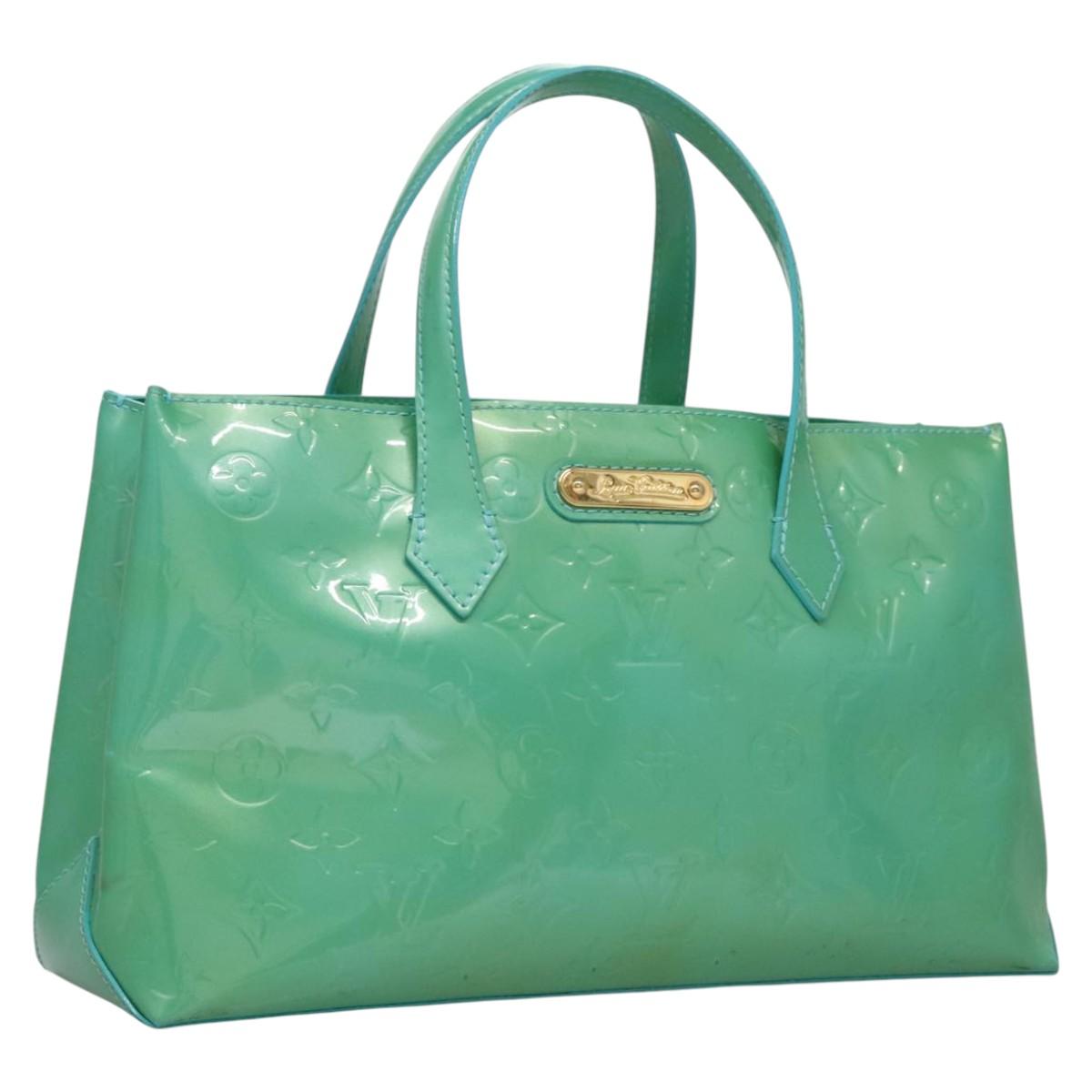 LOUIS VUITTON Monogram Vernis Wilshire PM Hand Bag Blue Lagon M91724 Auth 114561A