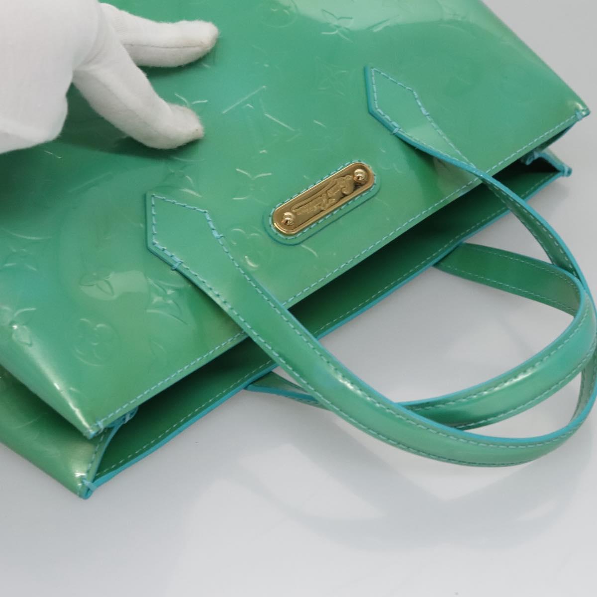 LOUIS VUITTON Monogram Vernis Wilshire PM Hand Bag Blue Lagon M91724 Auth 114561A