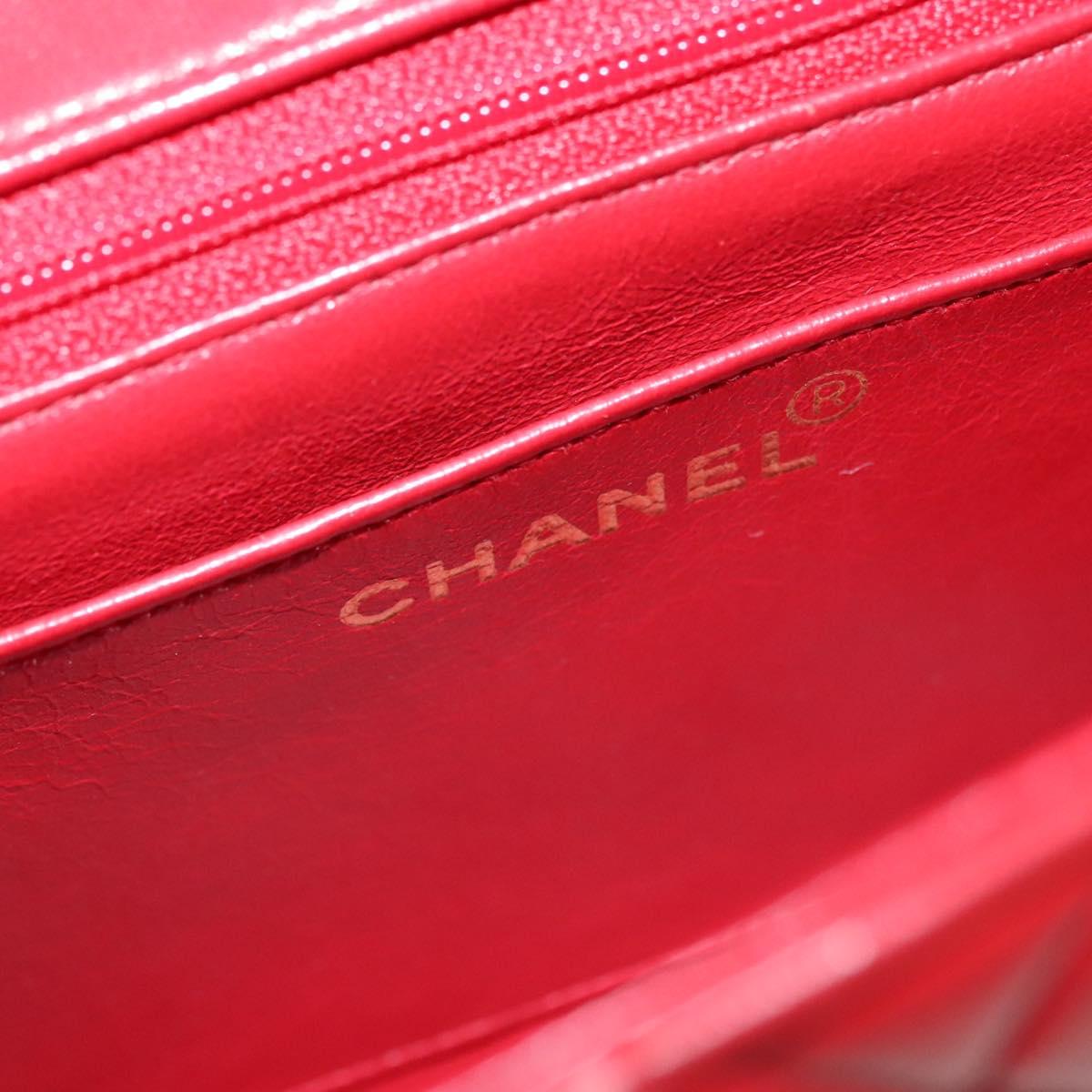 CHANEL Diana 25 Chain Shoulder Bag Lamb Skin Red CC Auth 114568A