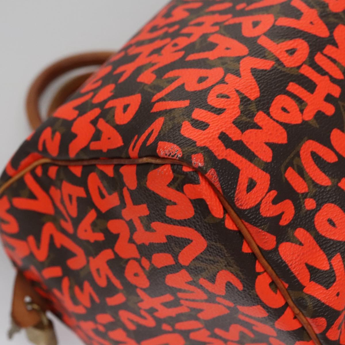 LOUIS VUITTON Monogram Graffiti Speedy 30 Hand Bag Orange M93705 LV Auth 114571A