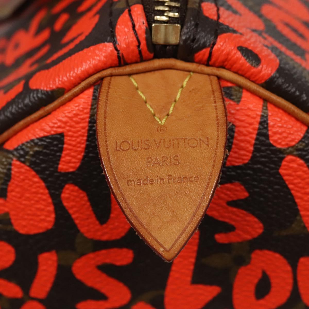 LOUIS VUITTON Monogram Graffiti Speedy 30 Hand Bag Orange M93705 LV Auth 114571A
