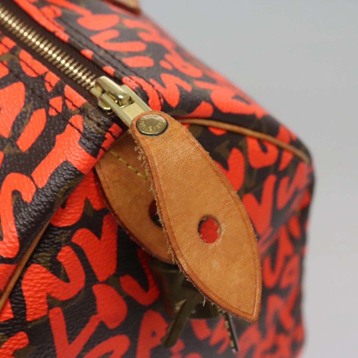 LOUIS VUITTON Monogram Graffiti Speedy 30 Hand Bag Orange M93705 LV Auth 114571A
