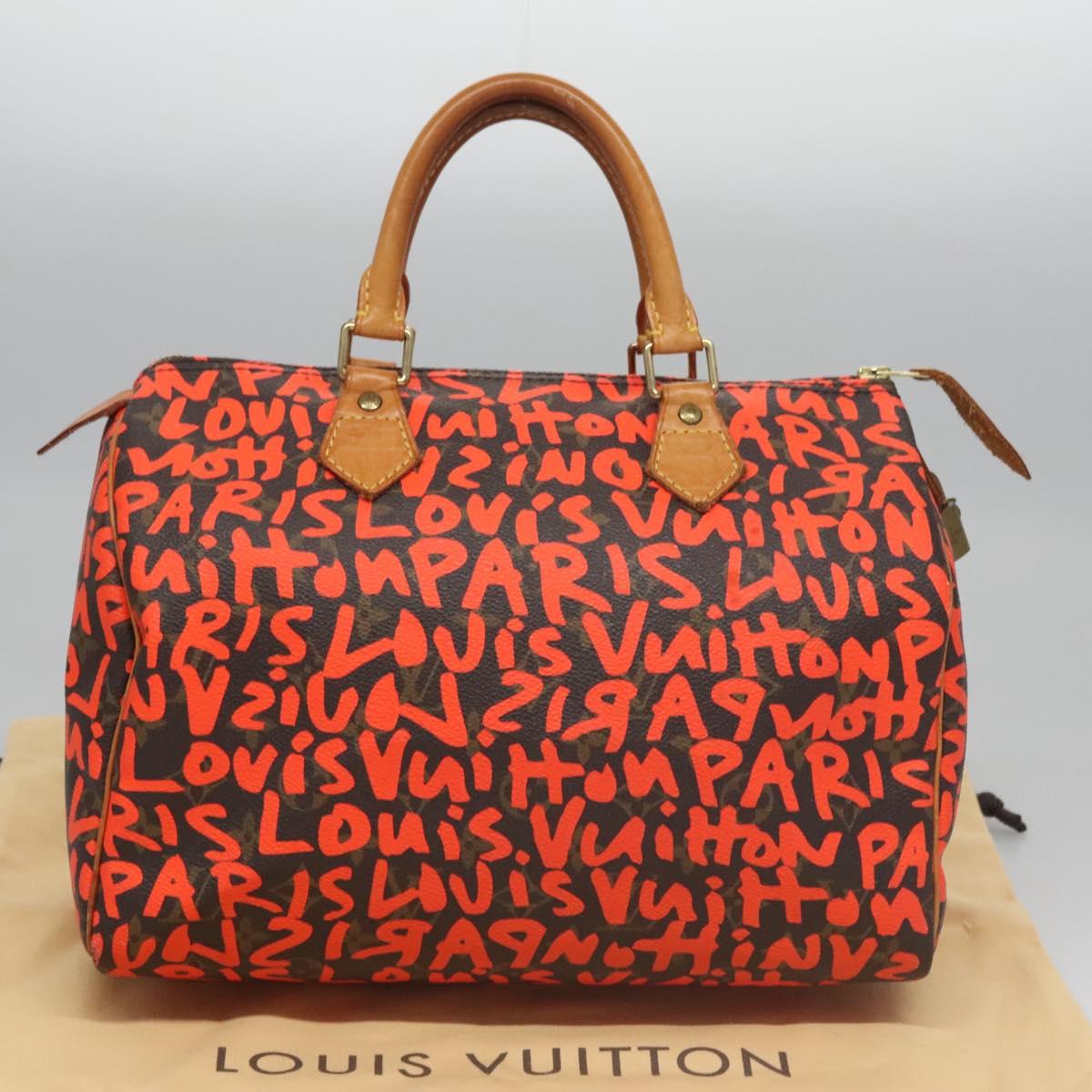 LOUIS VUITTON Monogram Graffiti Speedy 30 Hand Bag Orange M93705 LV Auth 114571A