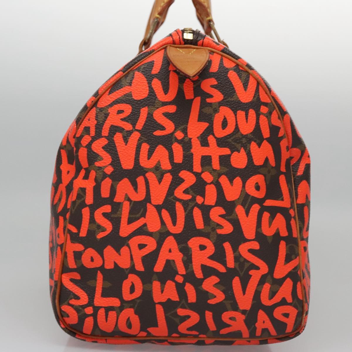 LOUIS VUITTON Monogram Graffiti Speedy 30 Hand Bag Orange M93705 LV Auth 114571A
