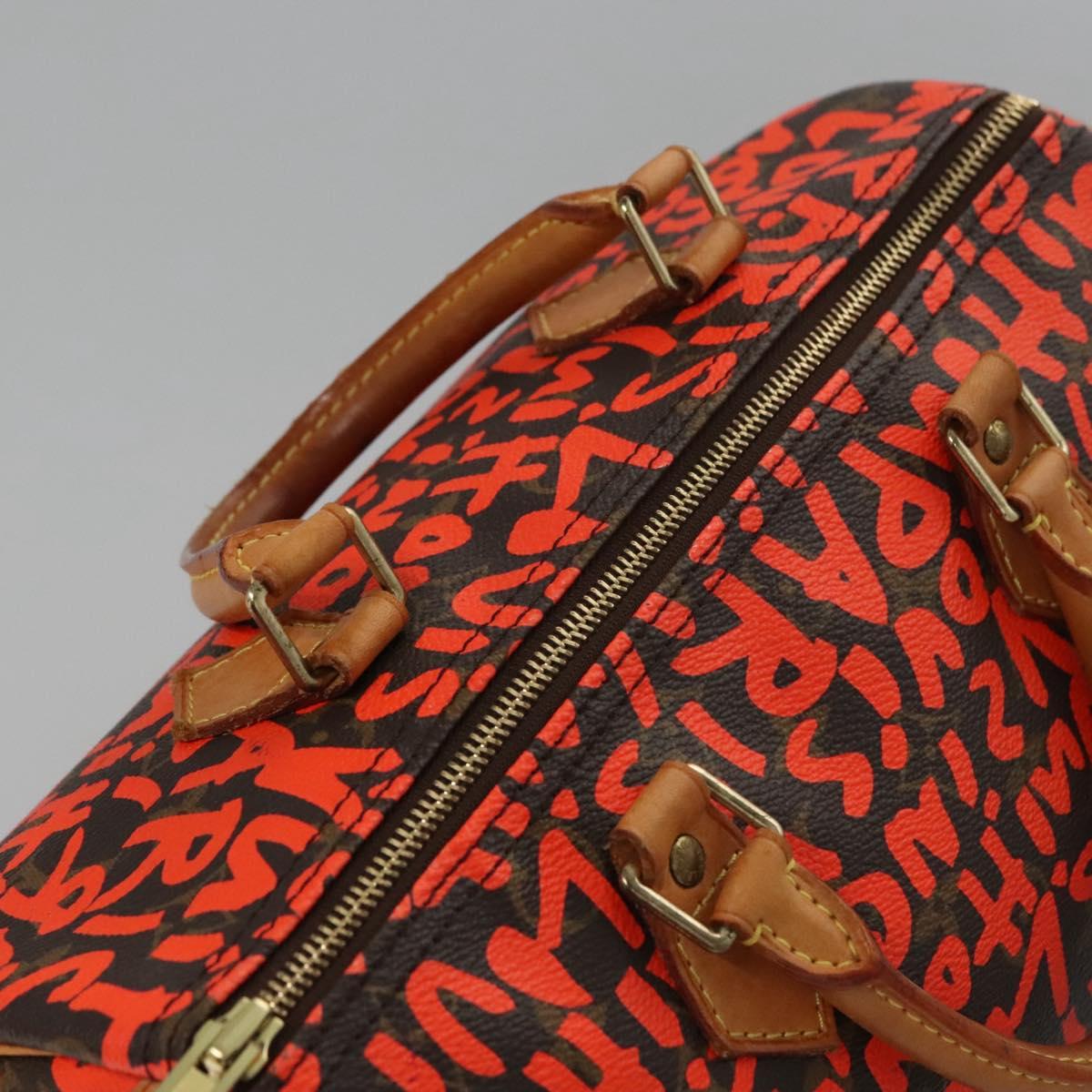 LOUIS VUITTON Monogram Graffiti Speedy 30 Hand Bag Orange M93705 LV Auth 114571A