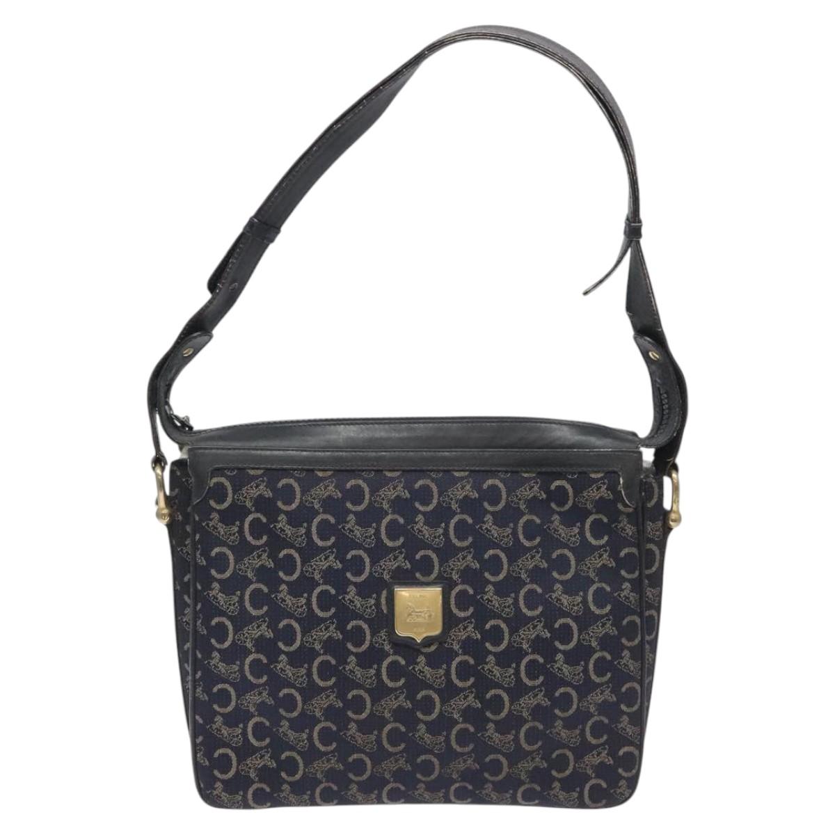 CELINE C Sulky Shoulder Bag Canvas Navy Auth 114587