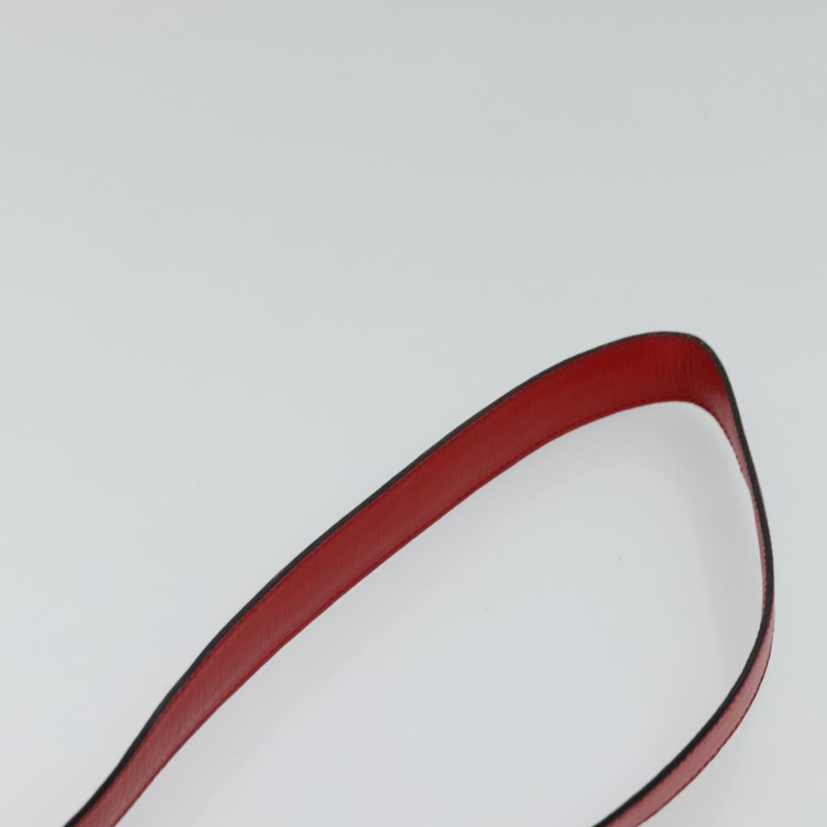 CELINE Chain Shoulder Bag Leather Red Gold Auth 114588