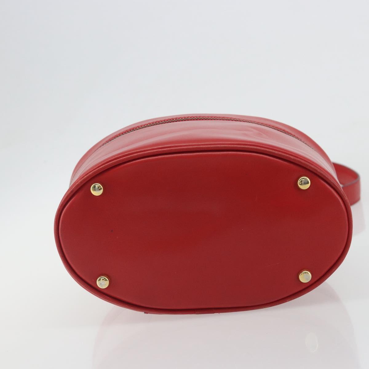 CELINE Chain Shoulder Bag Leather Red Gold Auth 114588