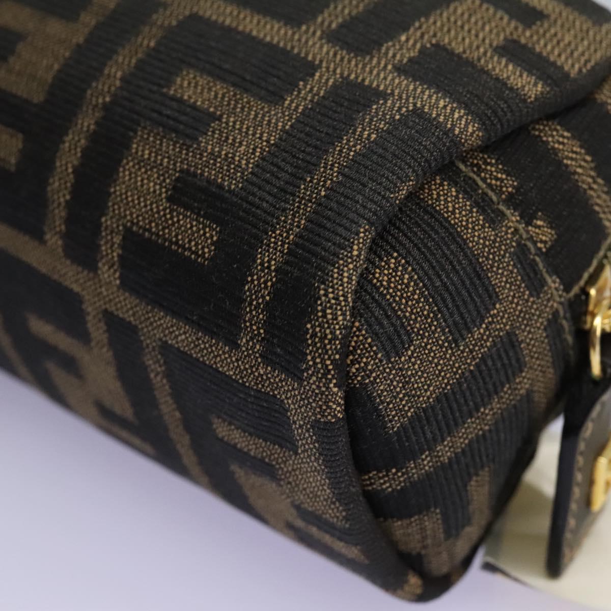 FENDI Zucca Canvas Pouch Brown Black Auth 114599V