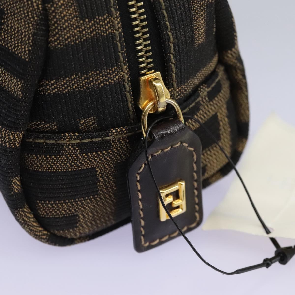 FENDI Zucca Canvas Pouch Brown Black Auth 114599V
