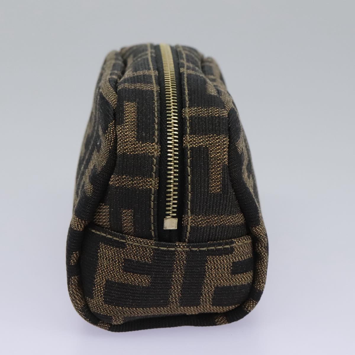 FENDI Zucca Canvas Pouch Brown Black Auth 114599V