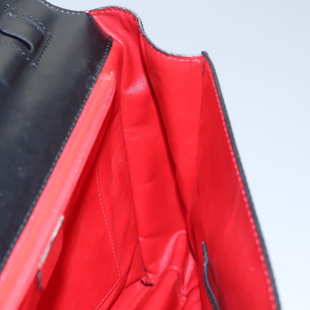 CELINE Hand Bag Leather Black Auth 114646