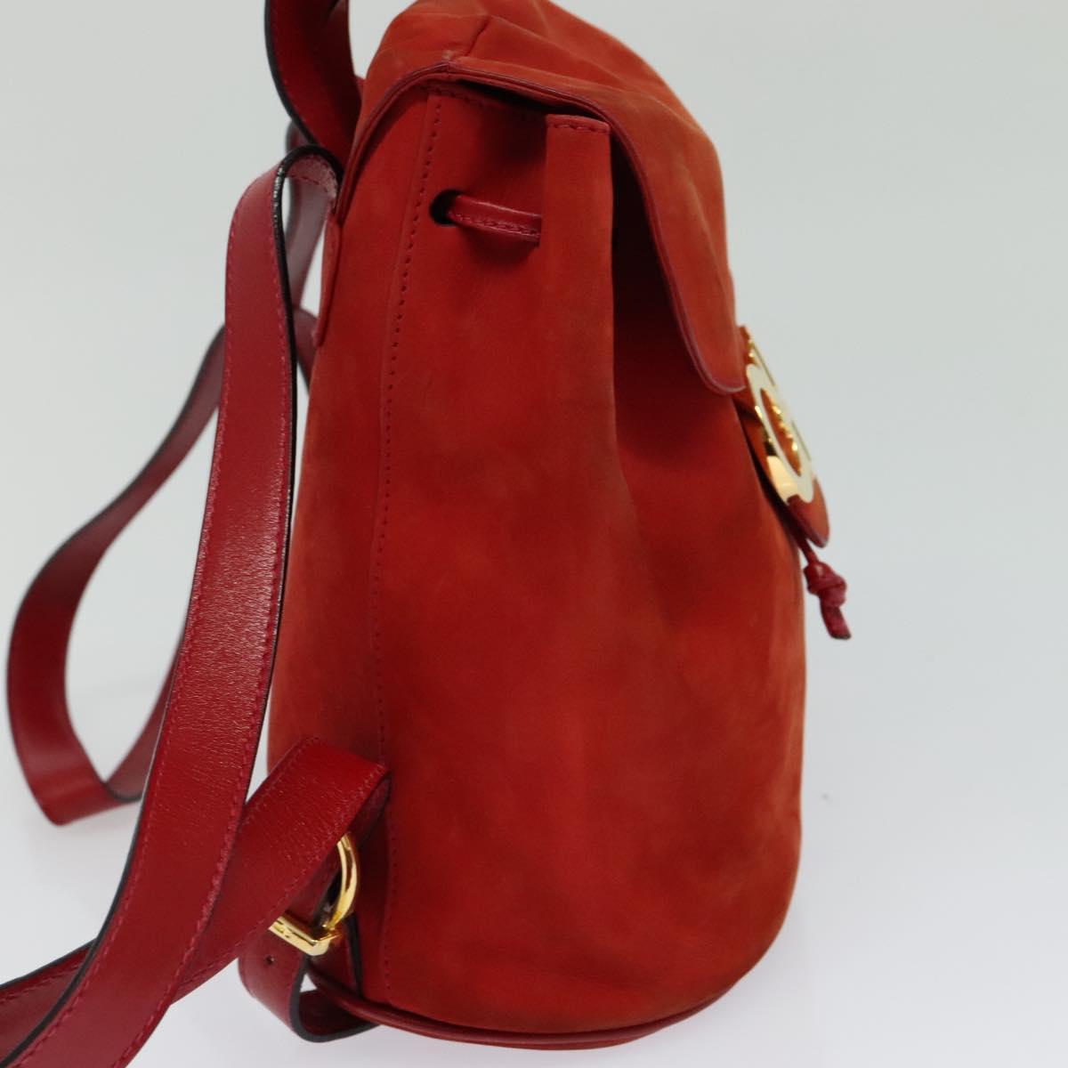 Salvatore Ferragamo Backpack Suede Red Auth 114655