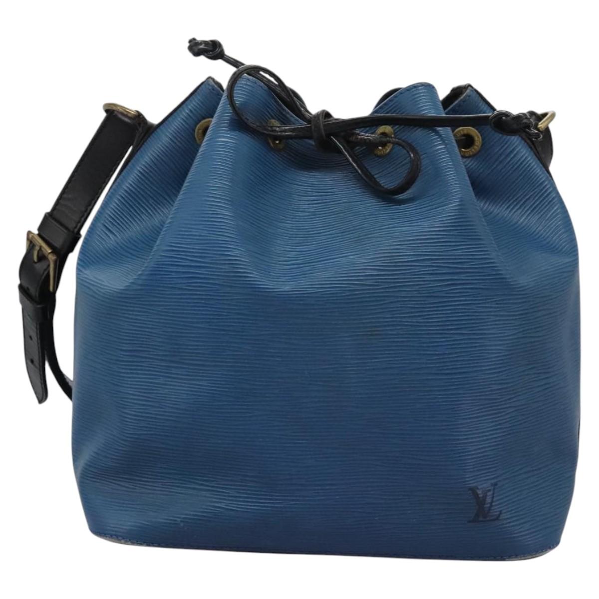 LOUIS VUITTON Epi Petit Noe Shoulder Bag Bicolor Black Blue M44152 Auth 114681