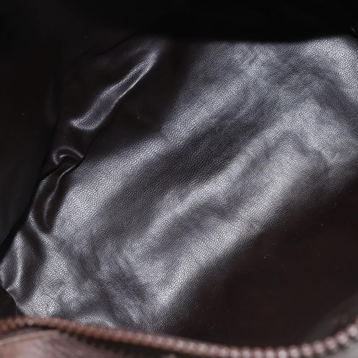 CELINE C Sulky Hand Bag PVC Dark Brown Gold Auth 114689