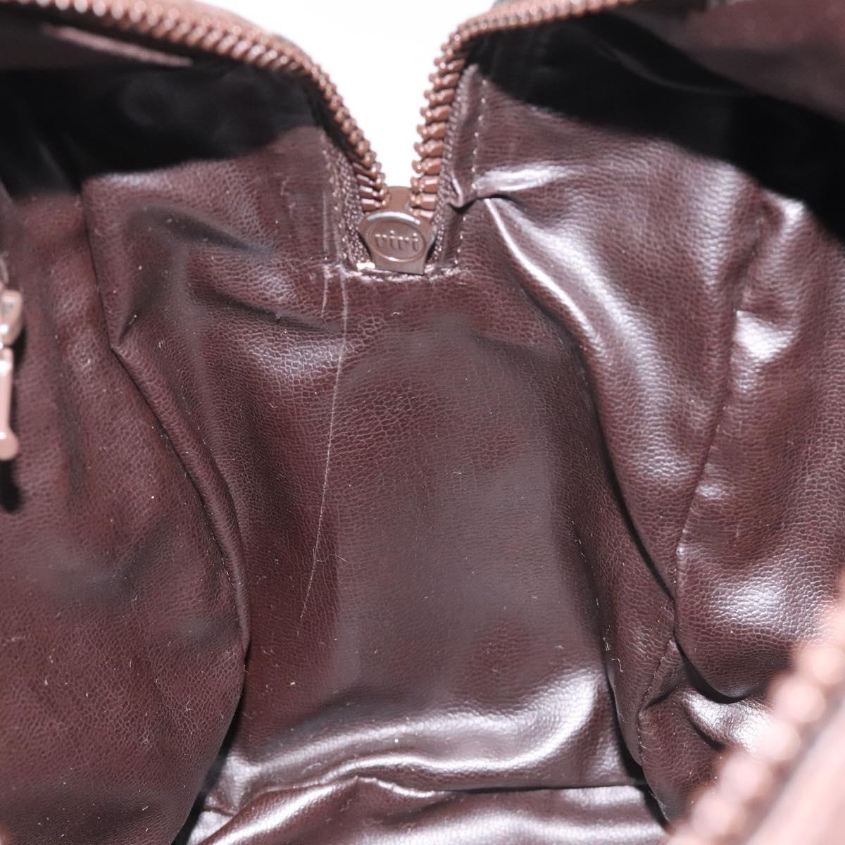 CELINE C Sulky Hand Bag PVC Dark Brown Gold Auth 114689