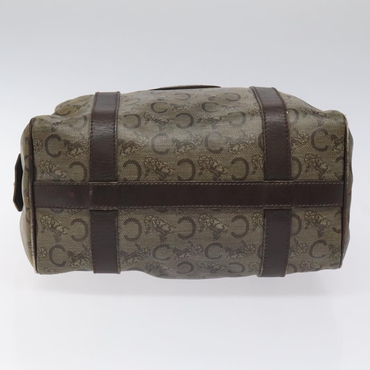 CELINE C Sulky Hand Bag PVC Dark Brown Gold Auth 114689