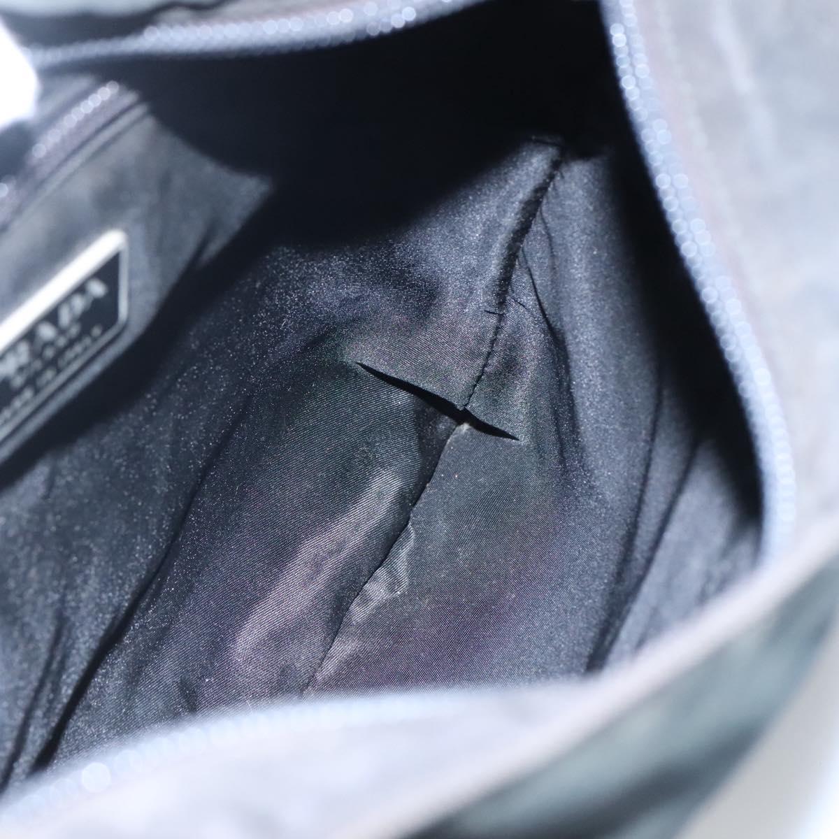 PRADA Shoulder Bag Nylon Black Silver Auth 114724