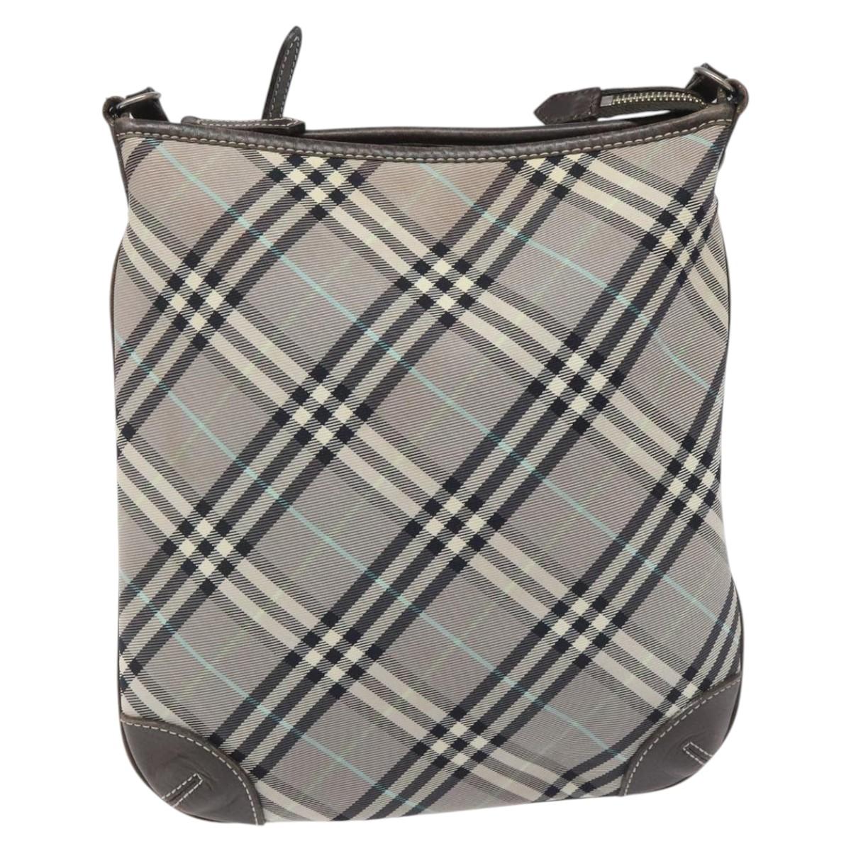 BURBERRY Nova Check Blue Label Shoulder Bag Nylon Gray Auth 114736