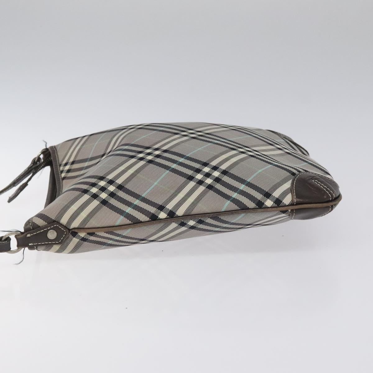 BURBERRY Nova Check Blue Label Shoulder Bag Nylon Gray Auth 114736