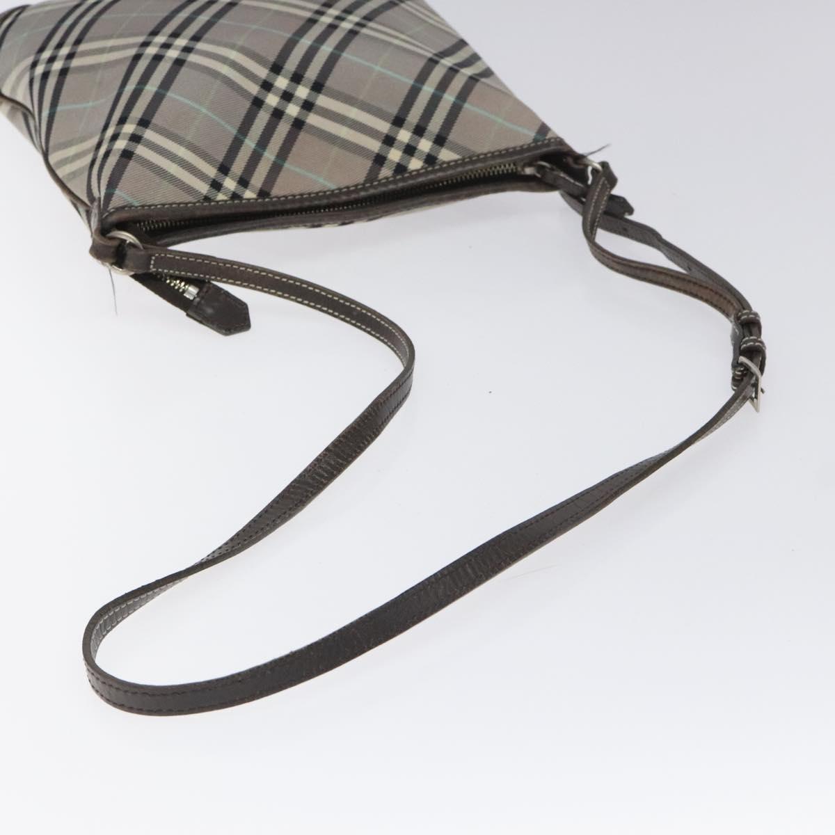 BURBERRY Nova Check Blue Label Shoulder Bag Nylon Gray Auth 114736