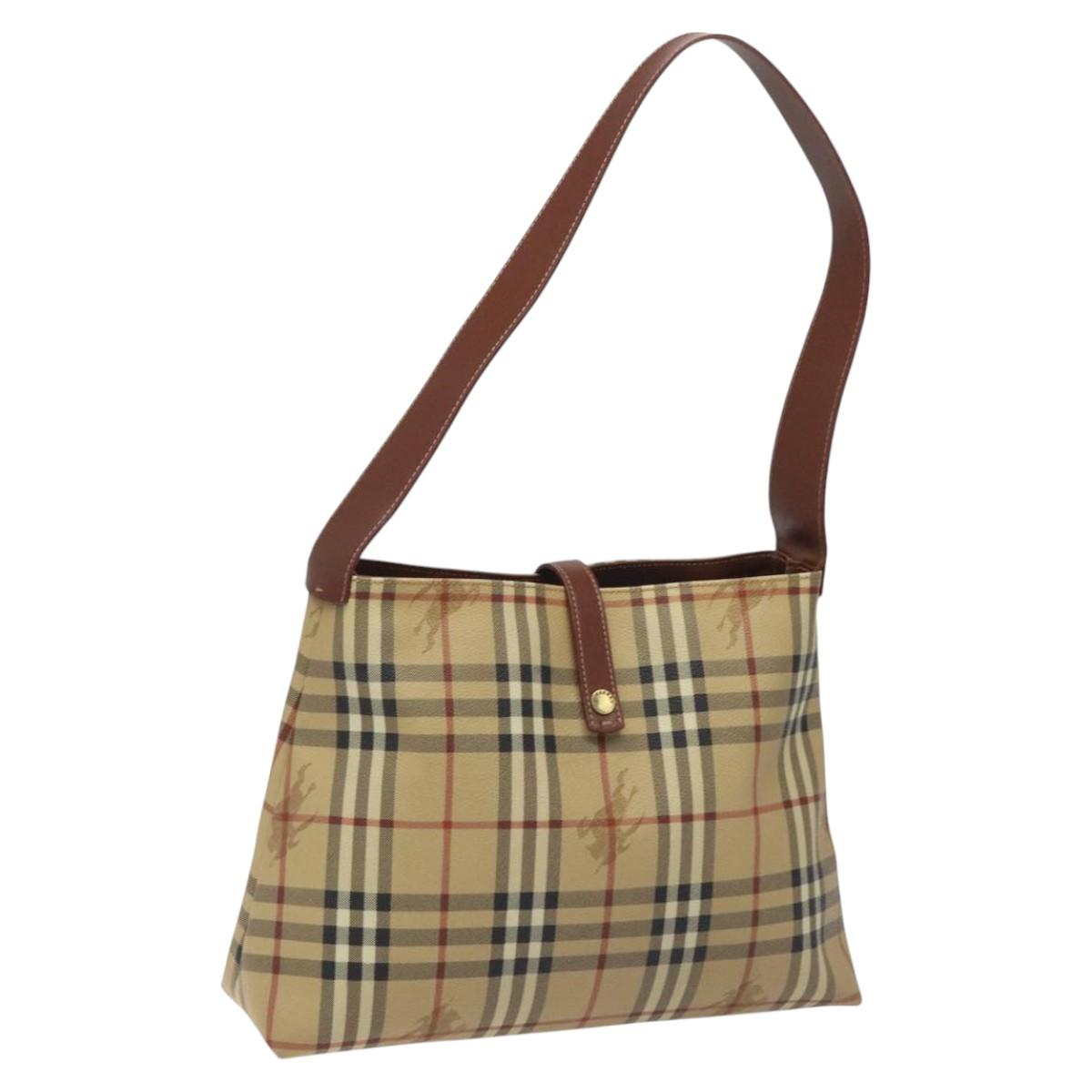BURBERRY Nova Check Shoulder Bag PVC Beige Auth 114737